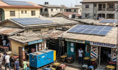 Nigeria's parallel electricity economy with generators and solar panels replacing collapsed national grid infrastructure