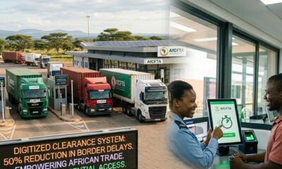 Digitized border clearance system reducing African trade delays by 50%, empowering cross-border trader under AfCFTA