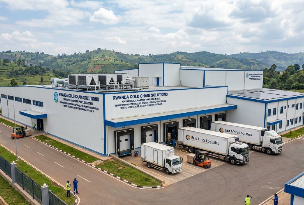 Modern cold storage facility in Rwanda supporting East Africa’s cold-chain logistics hub, reducing food loss and enabling safe transport of perishable goods and pharmaceuticals