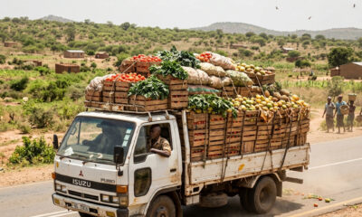 Unrefrigerated produce transport on rural African road highlighting cold chain gaps driving post-harvest food losses Africa