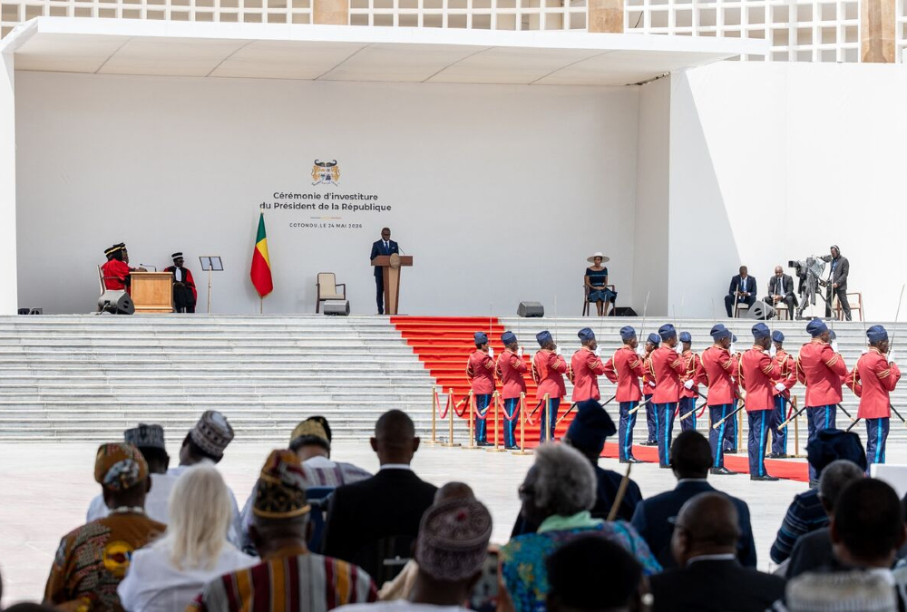 Benin's new president at inauguration ceremony with Niger and Sahel state representatives, signaling diplomatic rapprochement