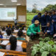 Side-by-side comparison: African agri-students in lecture hall versus hands-on field training with crops and soil, illustrating the theory-practice gap