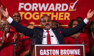 Gaston Browne celebrating fourth-term election victory in Antigua & Barbuda after landslide win focused on economic growth and national development