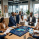 African entrepreneurs and investors collaborating across connected markets, illustrating African integration and startup governance through digital trade, fintech, healthcare, and energy innovation.