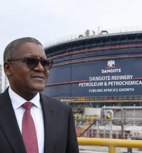 Aliko Dangote, founder of the Dangote Group, at the Dangote Petroleum and Petrochemicals refinery in Lagos, Nigeria — Africa's largest oil refinery and a symbol of African-led industrial energy transformation.