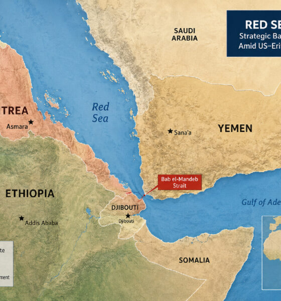 Red Sea region map showing Eritrea, Ethiopia, and Yemen amid US-Eritrea relations reset.