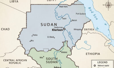 A political map of Sudan and South Sudan highlighting their shared border, the Nile River, and key cities including Khartoum and Juba, representing the two nations' divided yet interconnected histories and futures.