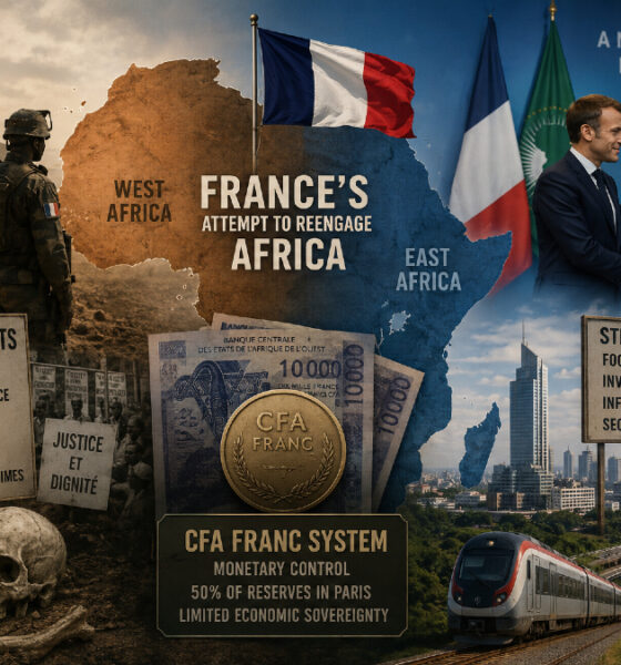 France’s attempt to reengage Africa highlighting CFA franc monetary control, neocolonial influence in West Africa, human rights legacy, and strategic pivot toward East Africa amid declining political and economic influence.