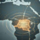 Map of Africa highlighting the Democratic Republic of Congo as a central hub connecting regional trade corridors, energy networks, and economic integration across the continent