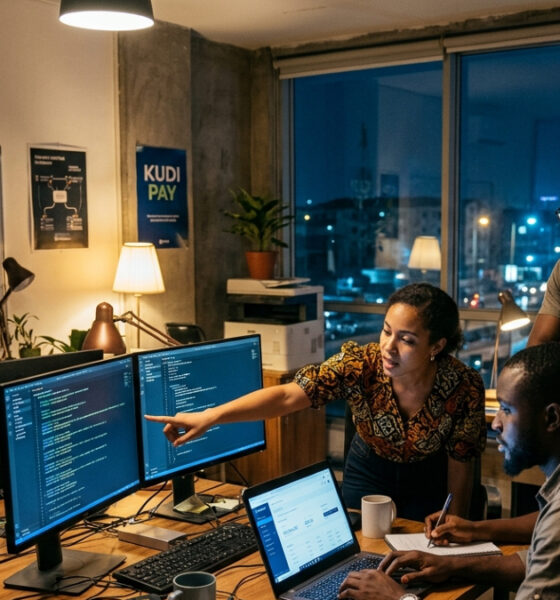 Tech entrepreneurs collaborating in a West Africa fintech startup representing the growing African digital economy.