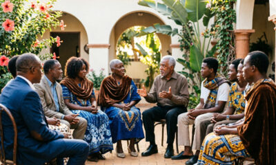 African community gathering reflecting relational identity, social cohesion, and civilizational wisdom.