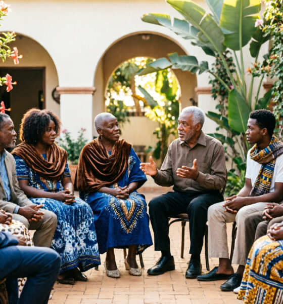 African community gathering reflecting relational identity, social cohesion, and civilizational wisdom.