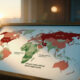 A world map showing net perception by country, with major powers like the US, Russia, China, Iran, and North Korea in deep red indicating negative global opinion, while most African nations appear in neutral-to-positive green, illustrating Africa's underutilized brand opportunity for investors and businesses.