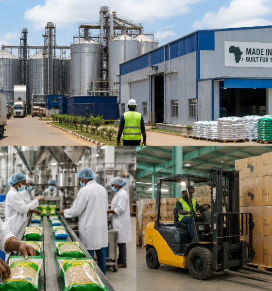 Industrial growth in Africa with manufacturing, processing, and packaging facilities