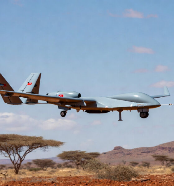 Turkish-made Bayraktar TB2 drone - advanced defense technology increasingly deployed by Sahel military governments