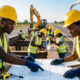 Young African workers building infrastructure and gaining skills, illustrating how unfinished national projects can be converted into lasting jobs and economic opportunity for Africa's youth.