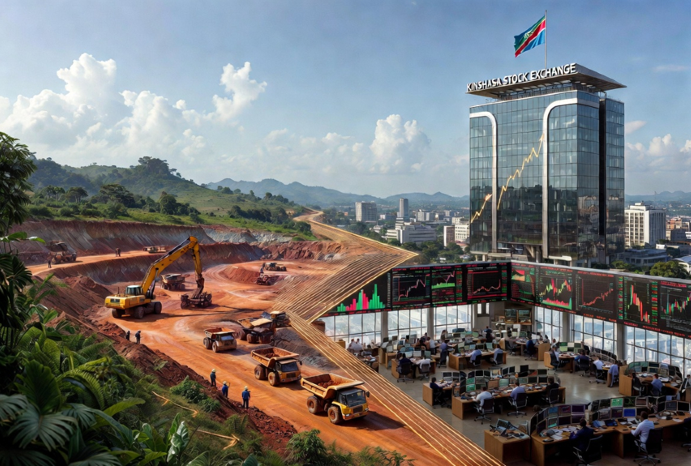 Copper and cobalt mining in the DRC driving investment in the new Kinshasa Stock Exchange.