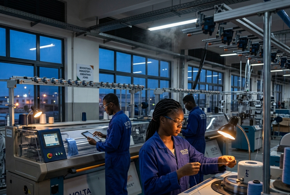 Workers at a modern manufacturing plant in Africa, highlighting the continent's push to boost industrial capacity and create jobs.