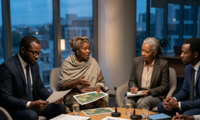 Diverse group of African bankers, farmers, and policymakers seated together at a roundtable discussion on agriculture financing gap solutions