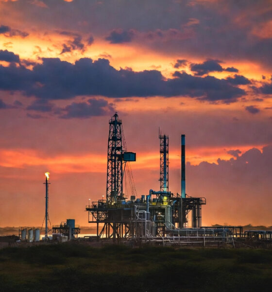 African oil rig and gas infrastructure at sunset, symbolizing Africa's $45 billion energy investment drive across oil, gas, and renewable power projects