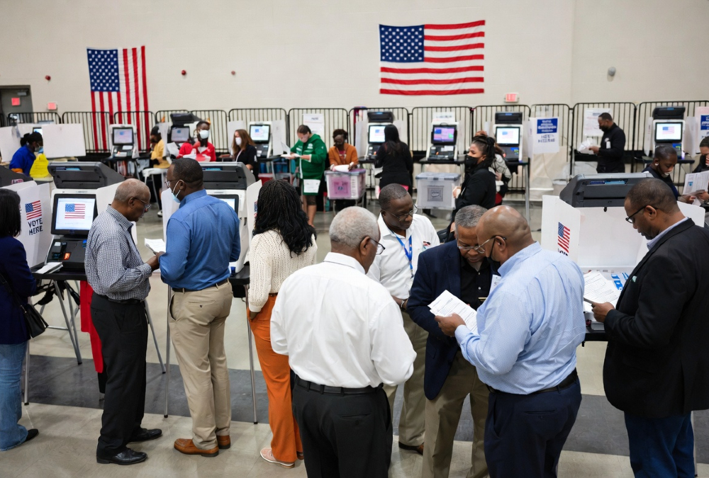African American voters casting ballots in past midterm elections amid the NAACP's voting rights mobilization.