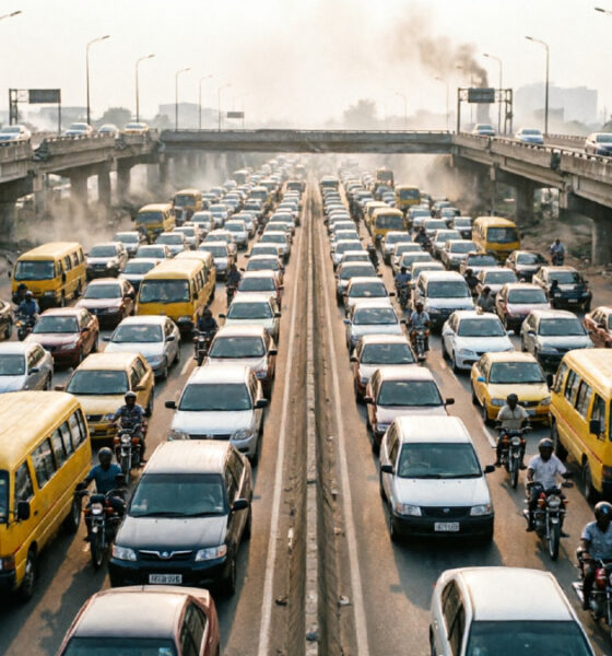 Traffic congestion on Lagos highway illustrating the disconnected infrastructure that creates Africa's serendipity tax and limits economic collisions