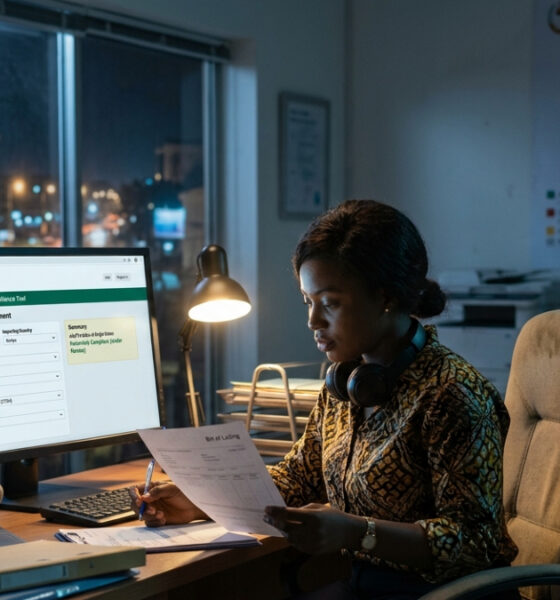 Digital AfCFTA trade compliance tool showing rules of origin assessment for African manufacturers.