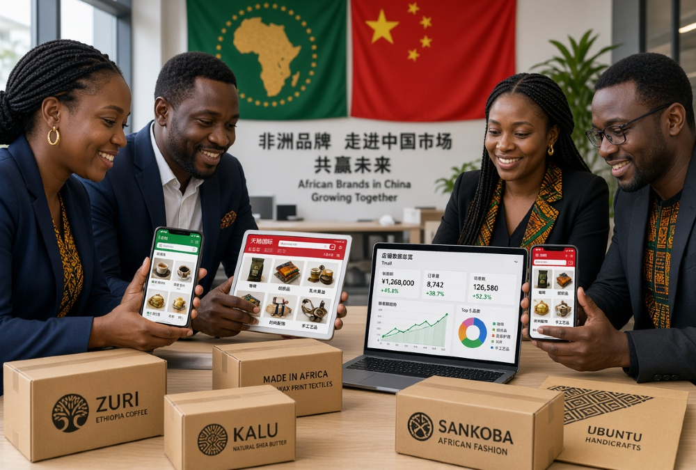African brands utilizing Chinese digital platforms like WeChat and Tmall for entry into the Chinese market and e-commerce growth.