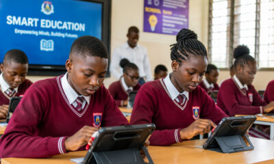 Kenyan students using digital tablets in a Smart Education program
