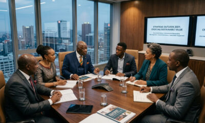 African corporate board discussing shareholder value, stewardship, ESG, Ubuntu, and stakeholder governance in the African business landscape.