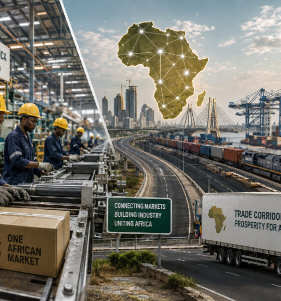 African factories and trade corridors symbolizing the industrial path toward a United States of Africa