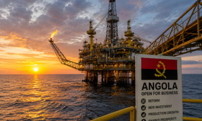 Offshore oil platform representing Angola's oil and gas reform, showcasing new investment and production growth in Africa's energy sector