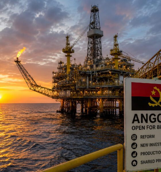Offshore oil platform representing Angola's oil and gas reform, showcasing new investment and production growth in Africa's energy sector