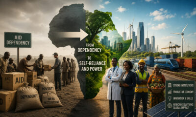 Illustration representing Africa's shift from aid dependency toward self-reliant economic power and institutional strength