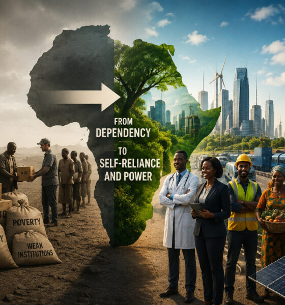 Illustration representing Africa's shift from aid dependency toward self-reliant economic power and institutional strength