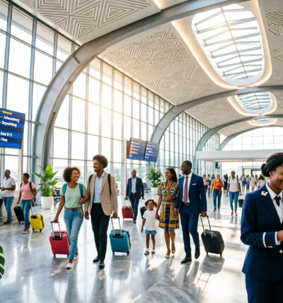 Africans at a modern African airport terminal representing Africa tourism infrastructure growth and improved connectivity