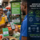 African mobile money and digital payments ecosystem showing people and businesses using smartphones for cashless transactions, highlighting Africa’s leapfrogging of traditional card-based payment infrastructure.