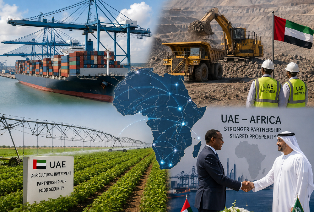 UAE investment in Africa’s ports, mining, agriculture, and trade infrastructure, highlighting growing Emirati economic and geopolitical influence across the continent.