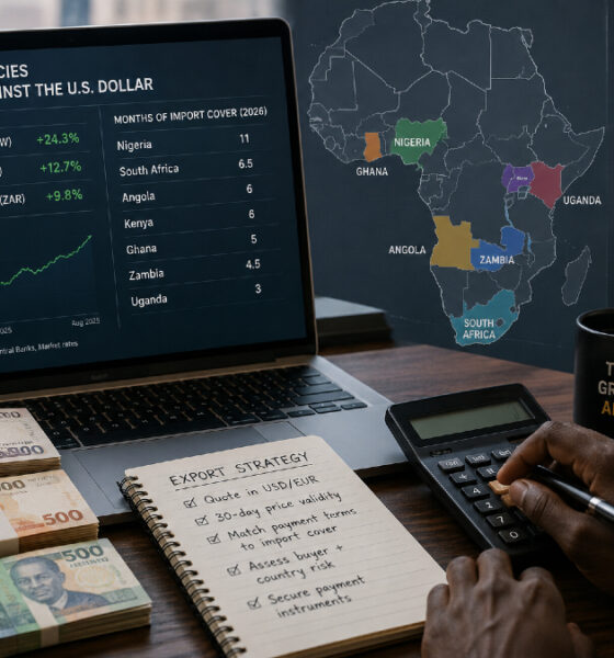 African currencies strengthen against the U.S. dollar as exporters assess foreign-exchange reserves, import cover, and payment risks across Nigeria, Zambia, Ghana, Kenya, Uganda, Angola, and South Africa.