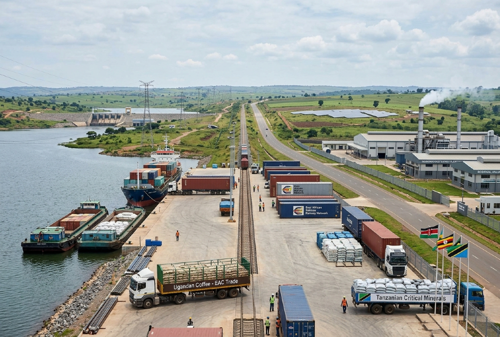 East African industrialization linking regional infrastructure, critical minerals, agriculture, energy, manufacturing, and trade corridors to build integrated regional value chains.