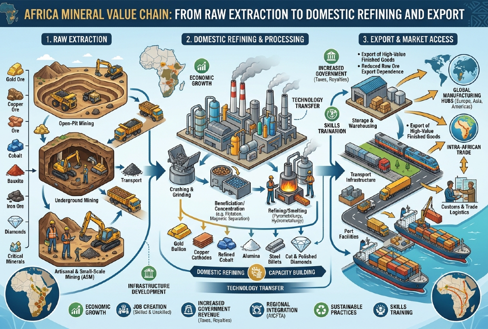 Africa mineral value chain: from raw extraction to domestic refining and export