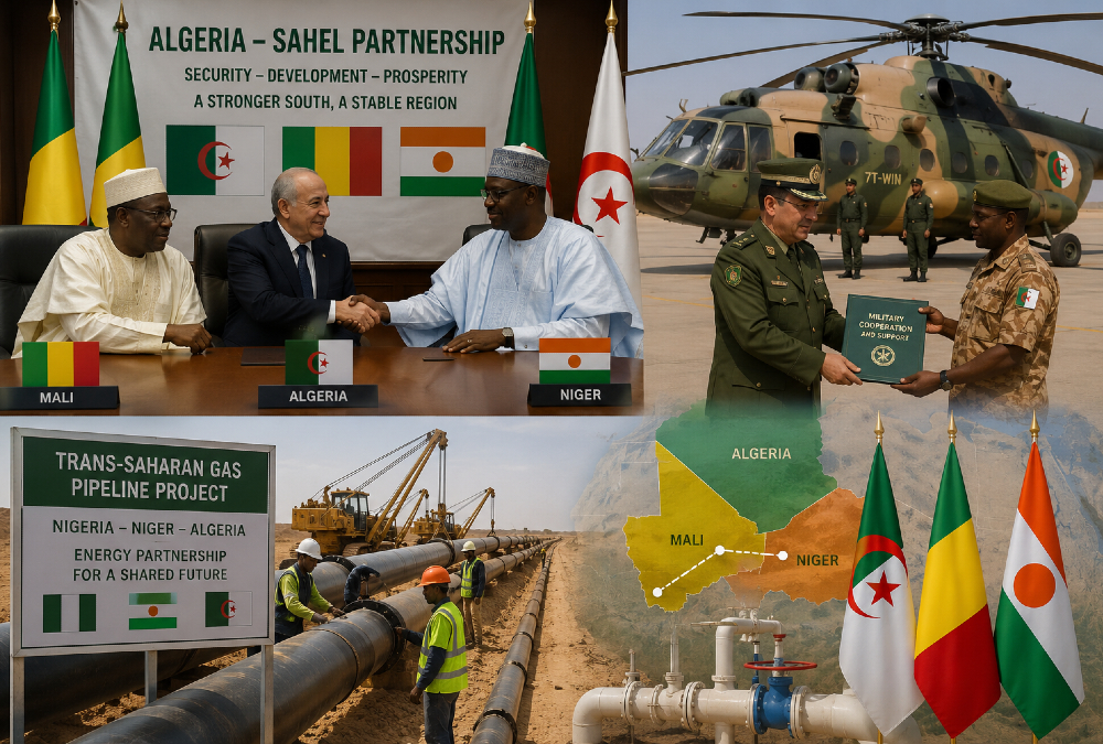 Algeria strengthening ties with Sahel states through security cooperation, military support, energy projects, and regional diplomacy.