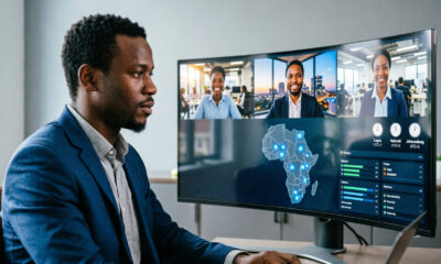 Remote cross-border team coordinating across African time zones using digital collaboration tools for seamless multinational operations.