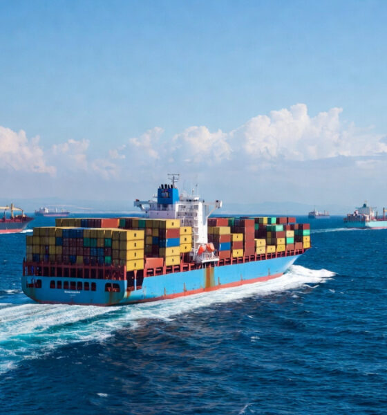 Ships with containers on the high seas illustrating high maritime traffic bypassing African ports