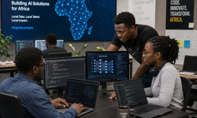 African software developers working on artificial intelligence projects and machine learning models to build local tech capacity and reduce digital dependency