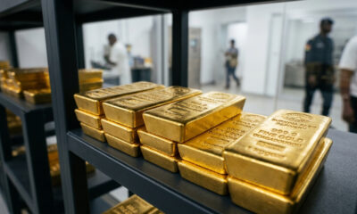 Gold bars at Burkina Faso's new gold refinery in Ouagadougou