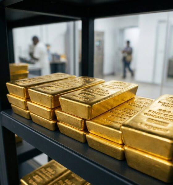 Gold bars at Burkina Faso's new gold refinery in Ouagadougou