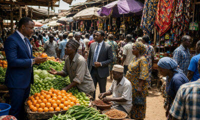 Nigerian open market showing coexistence of wealthy executives and daily wage earners shopping side by side