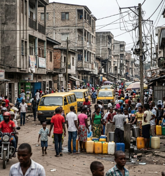 Overcrowded neighborhood in Kinshasa, DRC, where outdated population data makes it impossible to plan clinics, roads, and water systems for residents.