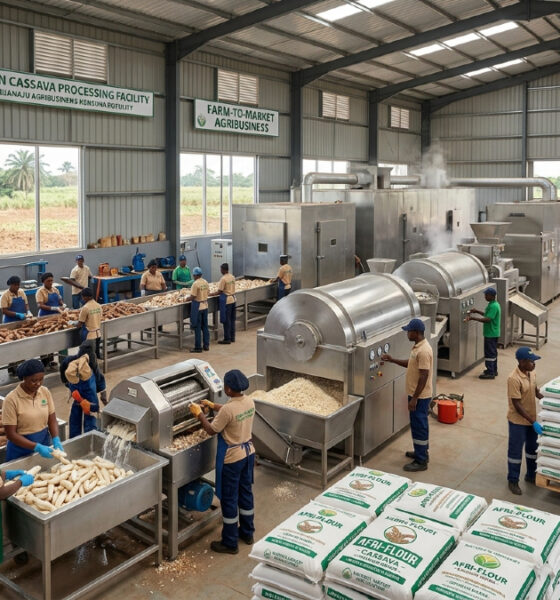 Cassava processing operation illustrating African agribusiness fundamentals and scalable agricultural growth.